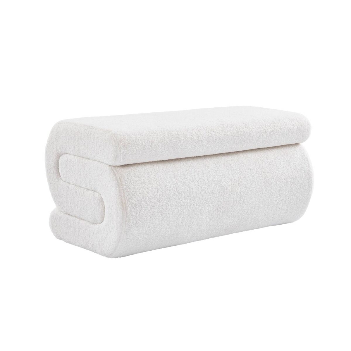 Banco design revestimento bouclé 1-2 lugares creme - 92x50x45 cm