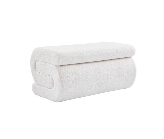 Banco design revestimento bouclé 1-2 lugares creme - 92x50x45 cm