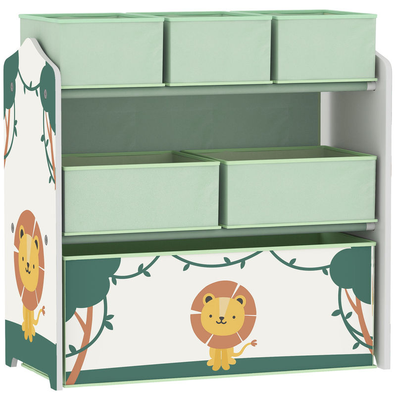 Aiyaplay estante infantil para brinquedos com 6 caixas em tecido não tecido organizador de brinquedos de 3 níveis para quarto infantil sala de jogos