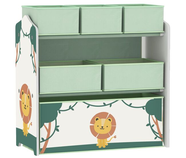 Aiyaplay estante infantil para brinquedos com 6 caixas em tecido não tecido organizador de brinquedos de 3 níveis para quarto infantil sala de jogos