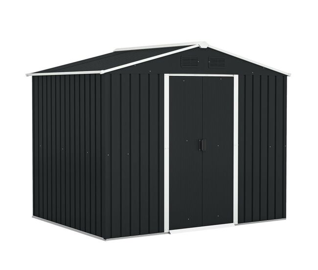 Outsunny abrigo de jardim de 3,6 m² 236x174x190 cm abrigo de exterior para armazenamento de ferramentas com portas de correr e 4 janelas de ventilação