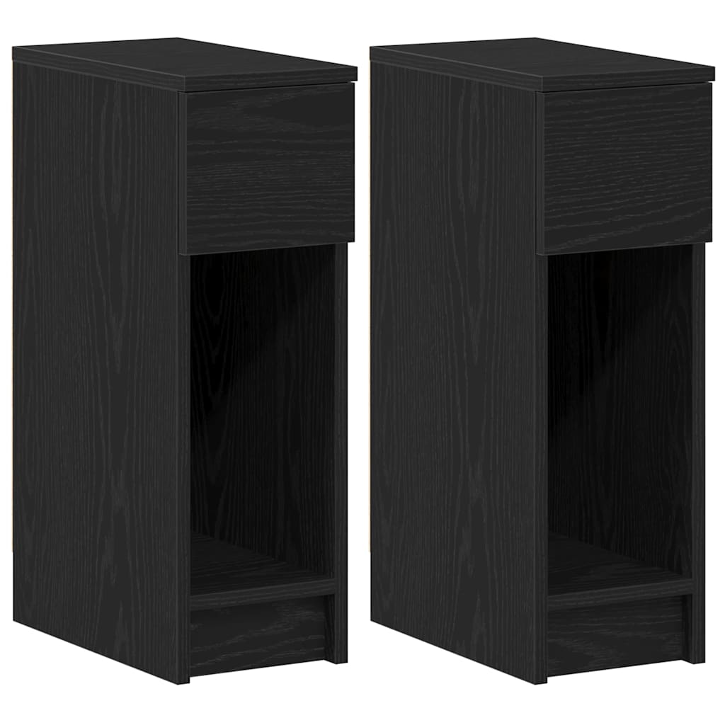 Lote de 2 mesa de cabeceira - mesinha de cabeceira com gaveta 20x36x60 cm carvalho preto