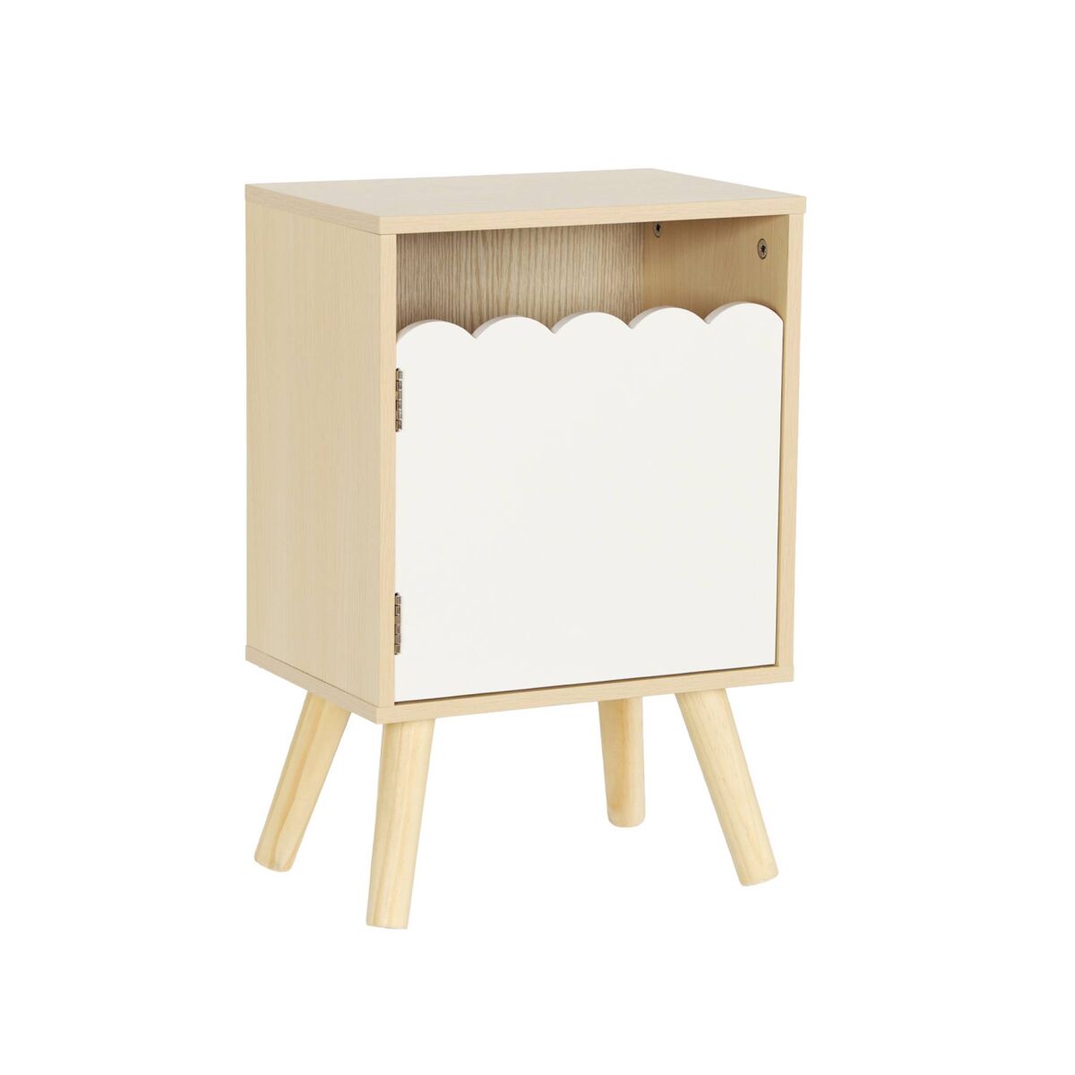 Mesa de cabeceira infantil decor madeira 1 porta, azur, blanc, 34x23.5x52 cm