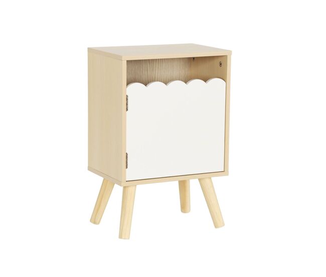 Mesa de cabeceira infantil decor madeira 1 porta, azur, blanc, 34x23.5x52 cm