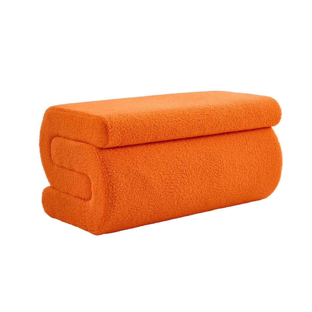 Banco design revestimento bouclé 1-2 lugares laranja - 92x50x45 cm