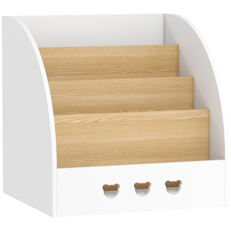 Aiyaplay étagère infantil para brinquedos organizador de brinquedos de 4 níveis com compartimento oculto para quarto infantil sala de jogos creche 60x53x60 cm blanc e madeira