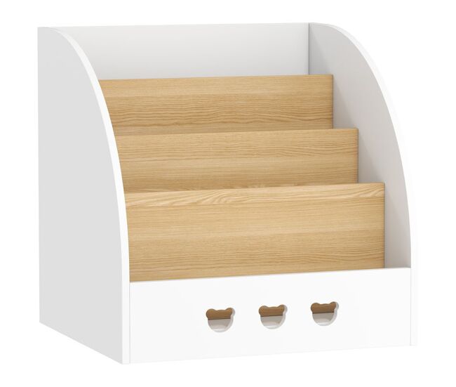 Aiyaplay étagère infantil para brinquedos organizador de brinquedos de 4 níveis com compartimento oculto para quarto infantil sala de jogos creche 60x53x60 cm blanc e madeira