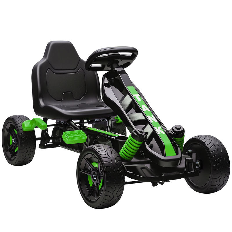 Aiyaplay kart a pedais para enfants a partir dos 3 anos kart com embraiagem automática travão rodas antiderrapantes em eva e estrutura metálica carga 50 kg 100x59x60,5 cm verde
