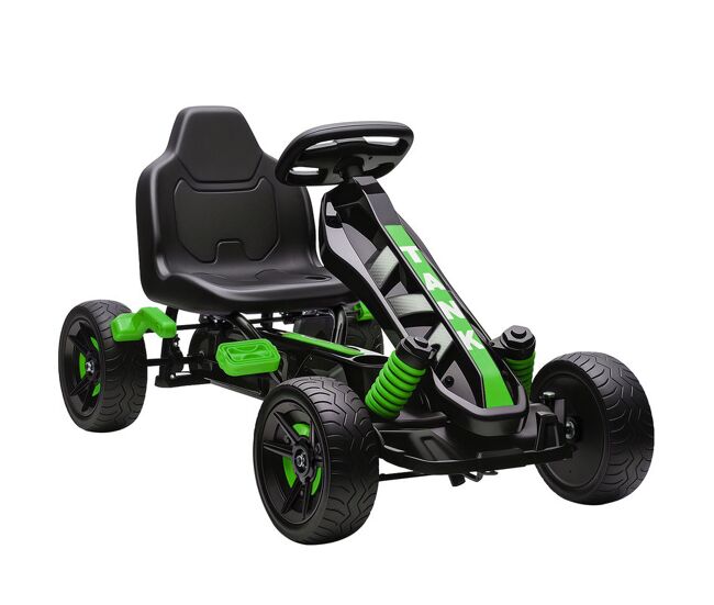 Aiyaplay kart a pedais para enfants a partir dos 3 anos kart com embraiagem automática travão rodas antiderrapantes em eva e estrutura metálica carga 50 kg 100x59x60,5 cm verde
