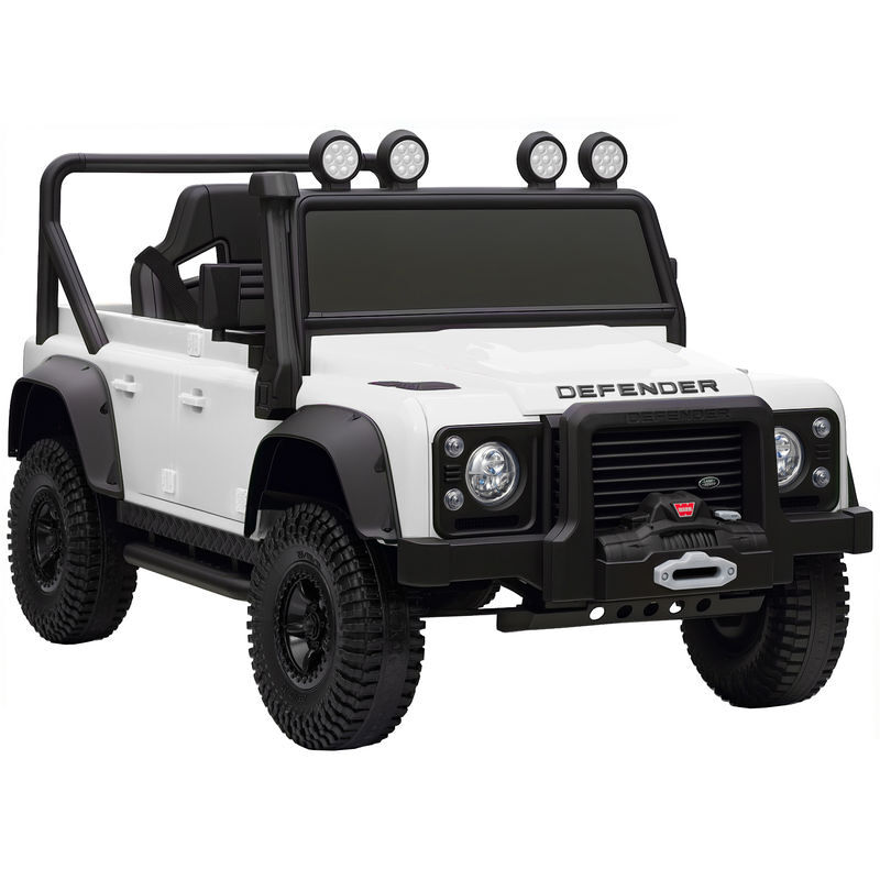 Aiyaplay carro électrique para enfants com licença land rover 12v carro a bateria infantil com controlo remoto sistema de suspensão usb mp3 velocidade ajustável faróis 115x61x61 cm blanc