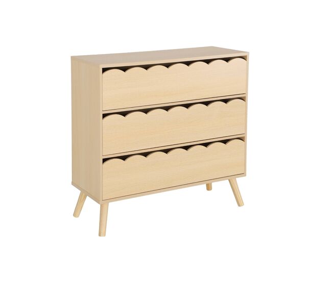 Cômoda infantil efeito madeira 3 gavetas natural - 80x30x79 cm
