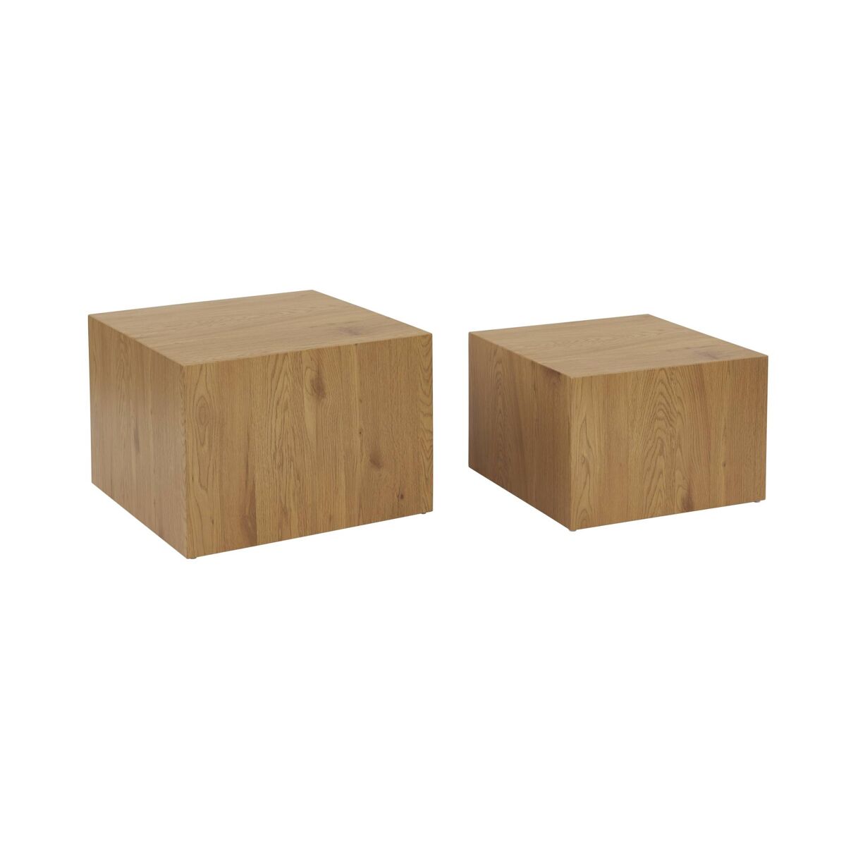 Mesas de centro quadrada com efeito cinza, set de 2 natural - 58x58x40 cm