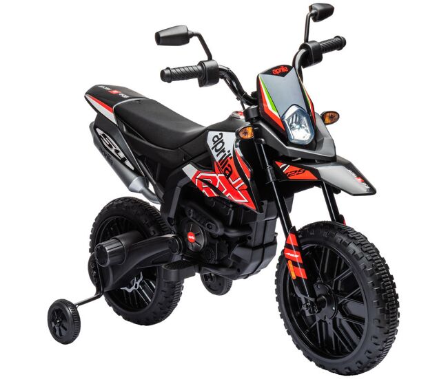 Aiyaplay mota électrique infantil com licença oficial aprilia 12v 25w rodas de apoio removíveis farol música porta usb e amortecedor traseiro rouge