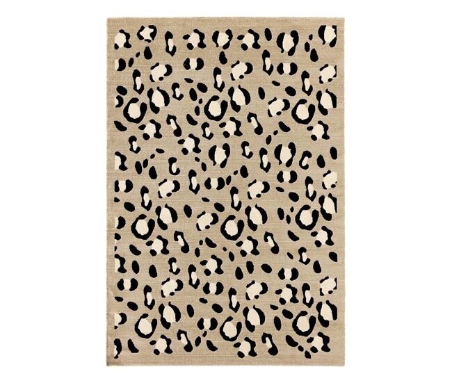 Tapete interior padrão leopardo bege, jack, 230x160x1 cm