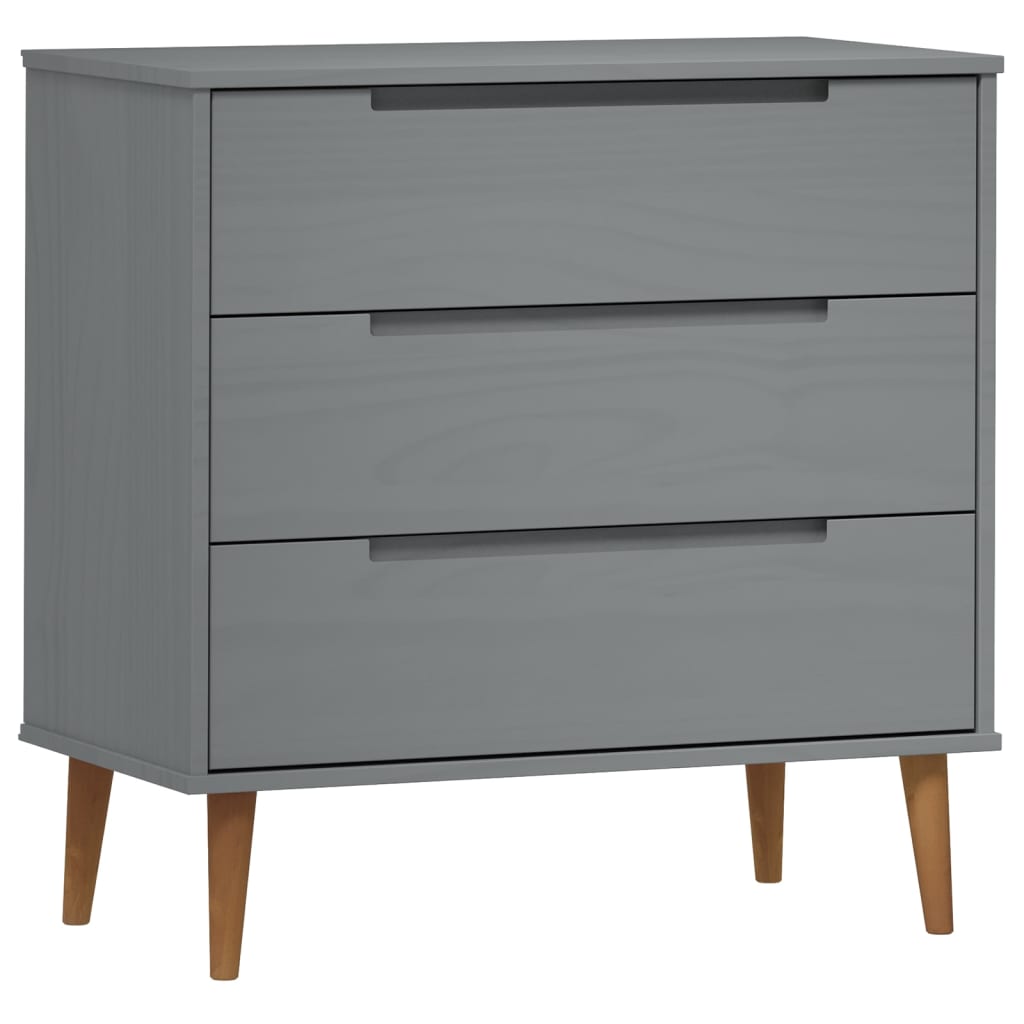 Mesa de cabeceira - mesinha de cabeceira de gavetas 80x40x80 cm pinho maciço cinzento