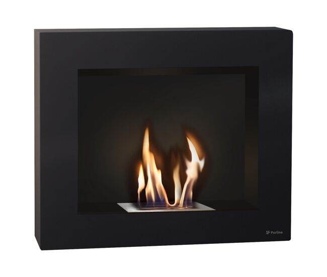 Lareira a etanol de 1,75kw e 1,2l de capacidade. design retangular em aço lacado a preto. sem fumos, odores ou cinzas. adaptável ao bloco de chama