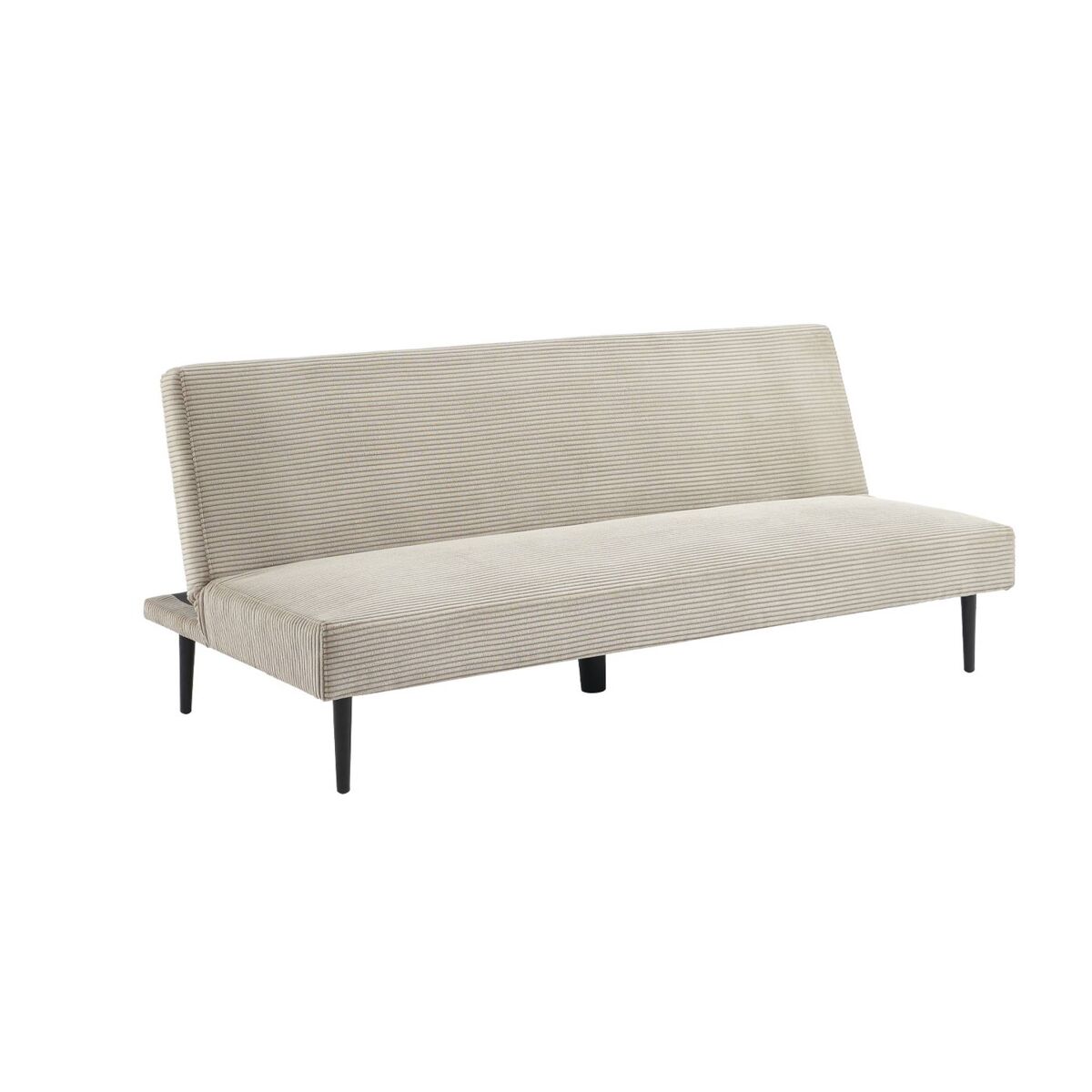 Sofá conversível em veludo canelado grosso, com estrutura de metal, 3 lugares, max, gris bege, 180x85x74.5 cm