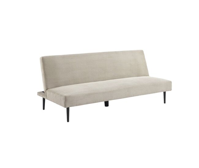 Sofá conversível em veludo canelado grosso, com estrutura de metal, 3 lugares, max, gris bege, 180x85x74.5 cm