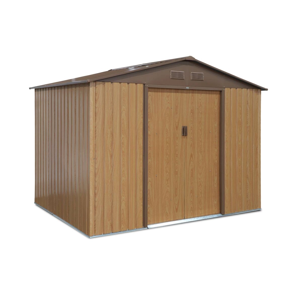 Abrigo de jardim em metal com kit de ancoragem 5,29m², ferrain, carvalho, 277x194x203 cm