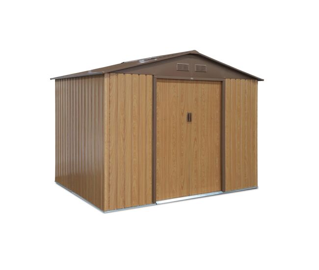 Abrigo de jardim em metal com kit de ancoragem 5,29m², ferrain, carvalho, 277x194x203 cm