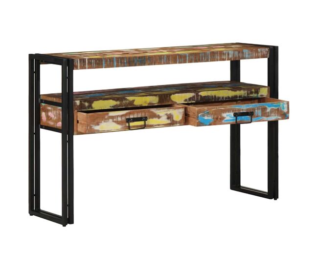 Mesa consola - mesa de entrada multicolor 120 x 33 x 75 cm madeira recuperada maciça