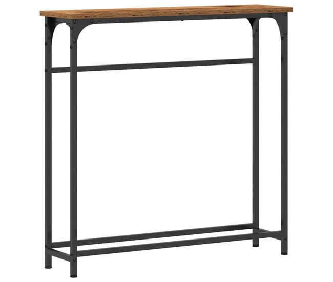 Mesa consola - mesa de entrada com prateleira madeira antiga 75 x 19,5 x 75 cm