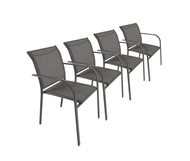Cadeira de jardim em alumínio e textileno, set de 4, amara, antracite, 62x55x84 cm