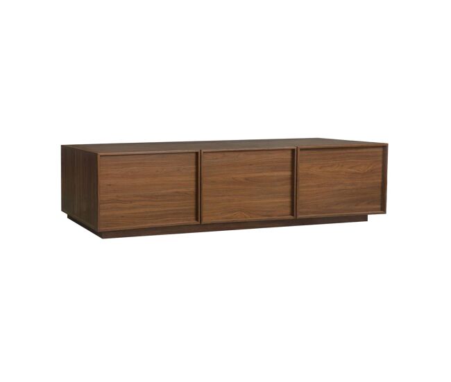 Móvel tv efeito madeira 3 portas, 180cm, kuba, madeira de nogueira, 180x43x45 cm