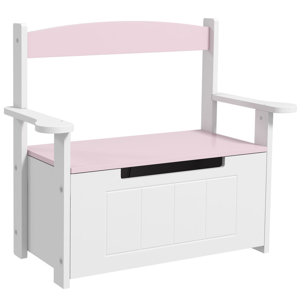 Aiyaplay baú de brinquedos infantil banco de armazenamento para enfants com encosto e tampa amortecida suporta 30 kg para salas de jogos quarto 68,5x34x58 cm rosa e blanc
