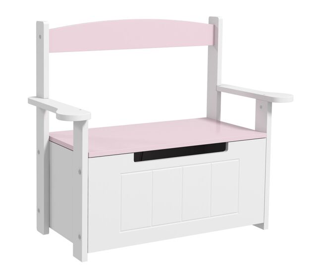 Aiyaplay baú de brinquedos infantil banco de armazenamento para enfants com encosto e tampa amortecida suporta 30 kg para salas de jogos quarto 68,5x34x58 cm rosa e blanc