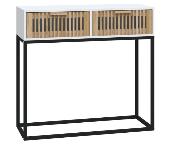 Mesa consola - mesa de entrada 80x30x75 cm derivados de madeira e ferro branco