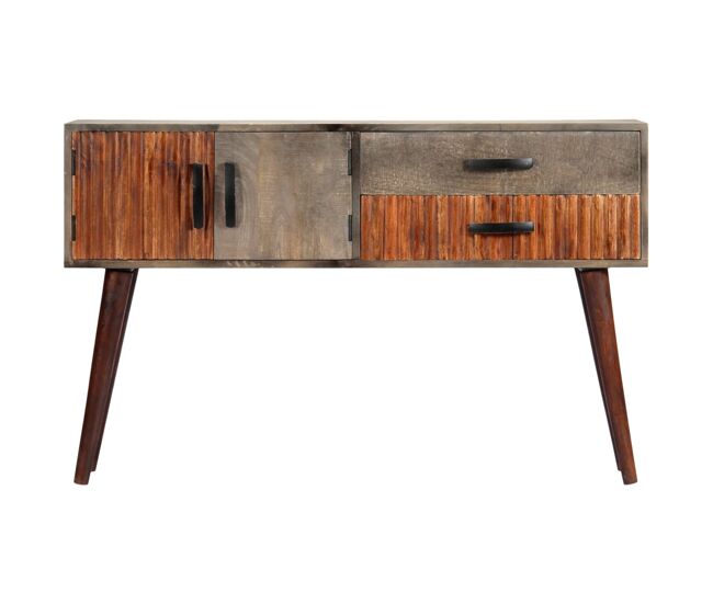 Mesa consola - mesa de entrada 120x35x75 cm mangueira áspera maciça cinzento