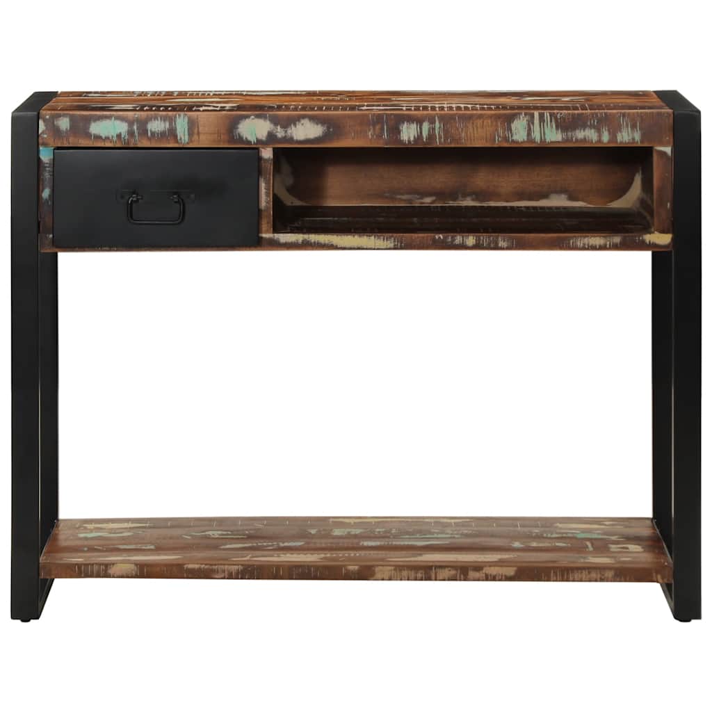 Mesa consola - mesa de entrada multicor 100x35x75 cm madeira maciça recuperada