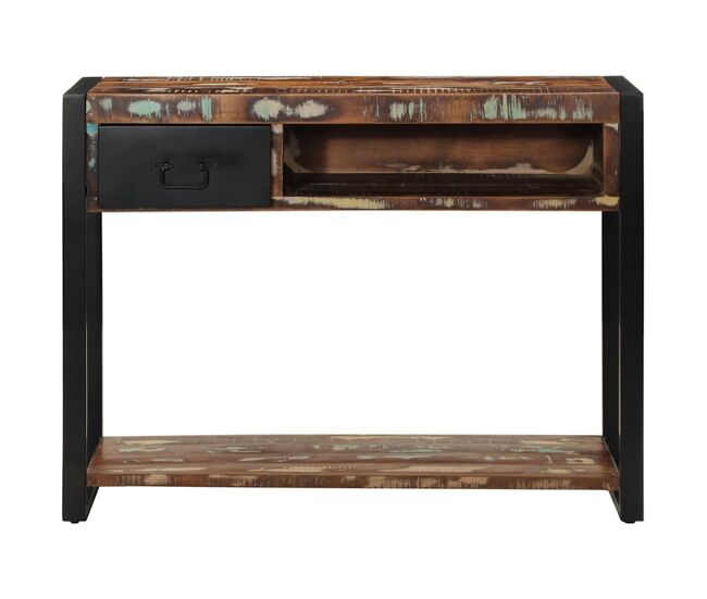 Mesa consola - mesa de entrada multicor 100x35x75 cm madeira maciça recuperada