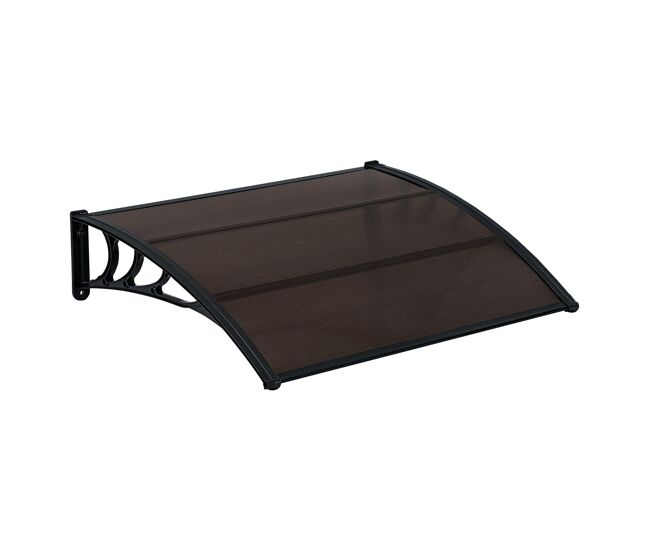 Toldo para porta de entrada cobertura de recepção à prova de intempéries abs policarbonato alumínio 120 x 100 cm preto marrom 03_0004666