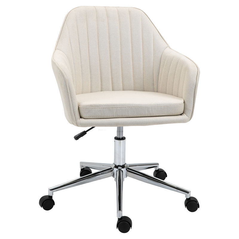 Vinsetto cadeira de escritório cadeira de secretária com altura regulável e base giratória para escritório ou estudo suporta até 120 kg 61x59x86-96 cm bege