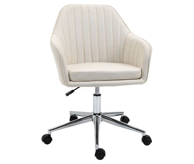 Vinsetto cadeira de escritório cadeira de secretária com altura regulável e base giratória para escritório ou estudo suporta até 120 kg 61x59x86-96 cm bege