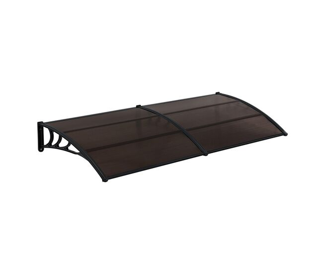 Toldo à prova de intempéries toldo de porta abs policarbonato alumínio 240 x 100 cm preto marrom 03_0004672