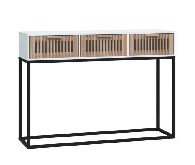 Mesa consola - mesa de entrada 105x30x75 cm derivados de madeira e ferro branco