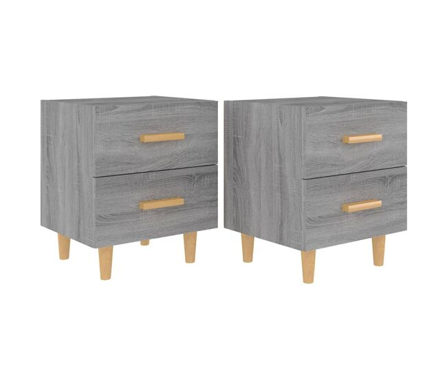 Lote de 2 mesas de cabeceira - mesinhas de cabeceira 40x35x47,5 cm sonoma cinzento