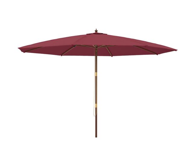 Guarda-sol de jardim com mastro de madeira 400 x 273 cm vermelho bordô 02_0008351