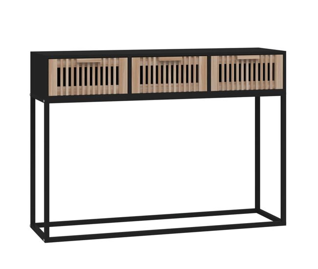Mesa consola - mesa de entrada 105x30x75 cm derivados de madeira e ferro preto