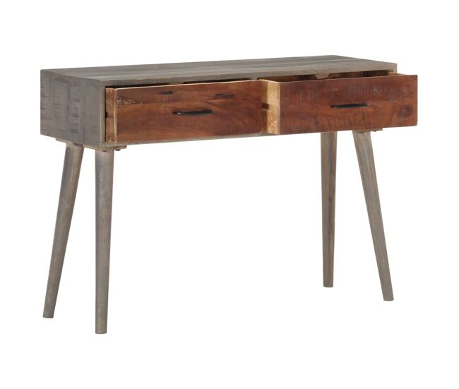 Mesa consola - mesa de entrada 110x35x75 cm mangueira maciça áspera cinzento
