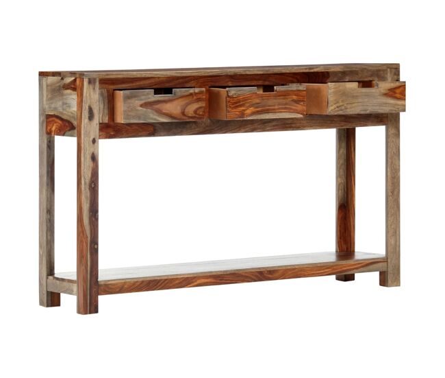 Mesa consola - mesa de entrada c/ 3 gavetas 120x30x75 cm madeira acácia maciça