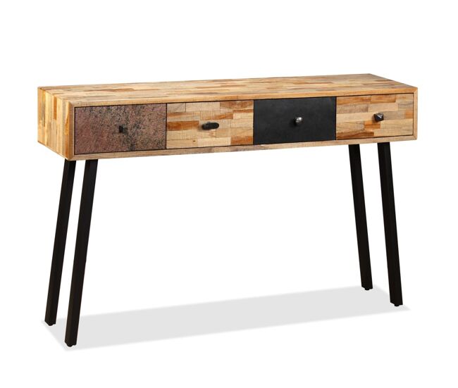 Mesa consola - mesa de entrada teca reciclada maciça 120x30x76 cm