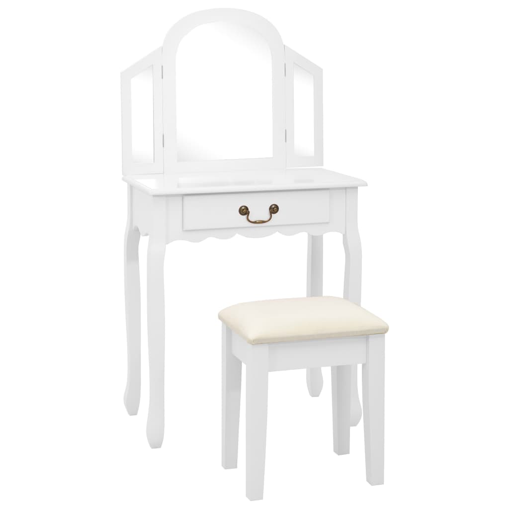 Penteadeira e banco luxuoso 65 x 36 x 128 cm madeira mdf branca 02_0006268