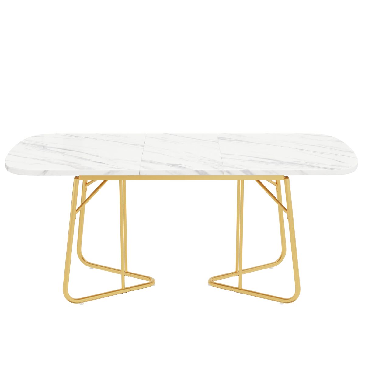 Mesa de jantar extensível 140/180x80 cm - estilo luxuoso, com pernas de metal douradas, estrutura de mármore - branco