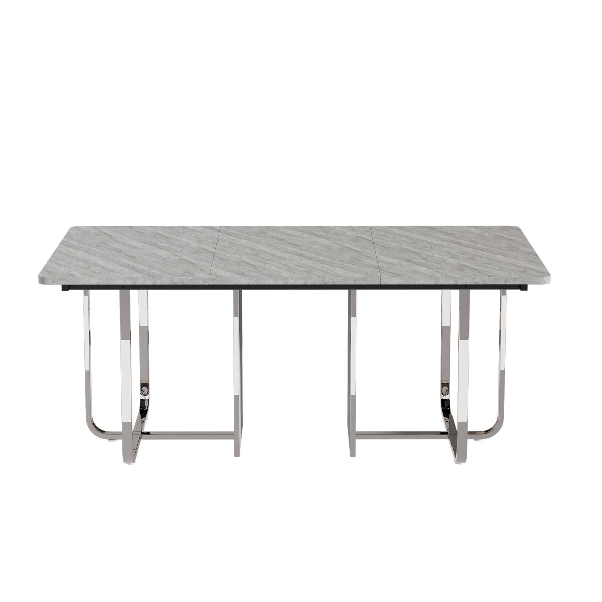 Mesa de jantar 180x80x75 cm - mesa moderna, estável, com pernas metálicas, para 6 pessoas - gris + prata