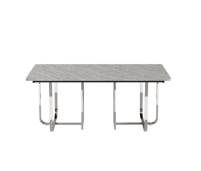Mesa de jantar 180x80x75 cm - mesa moderna, estável, com pernas metálicas, para 6 pessoas - gris + prata