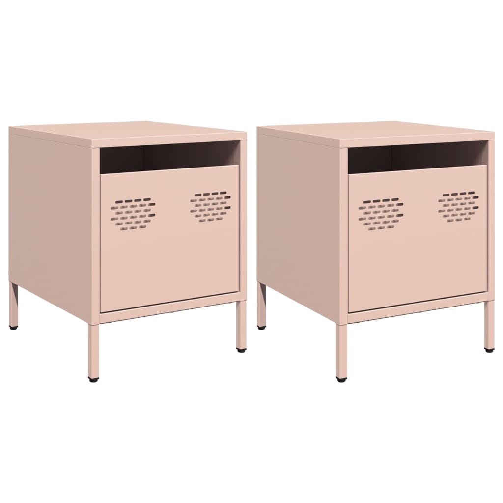 Lote de 2 mesas de cabeceira - mesinhas de cabeceira 35x39x43,5 cm aço rosa